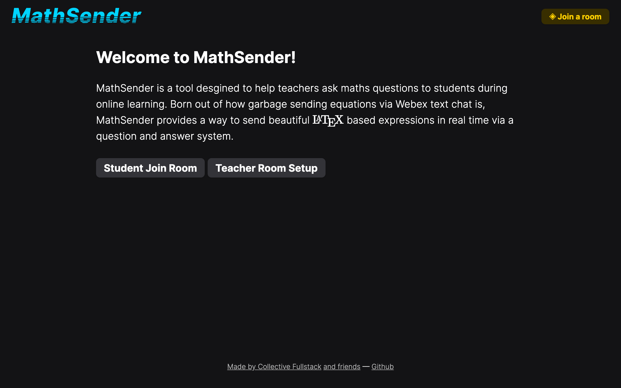 The MathSender homepage